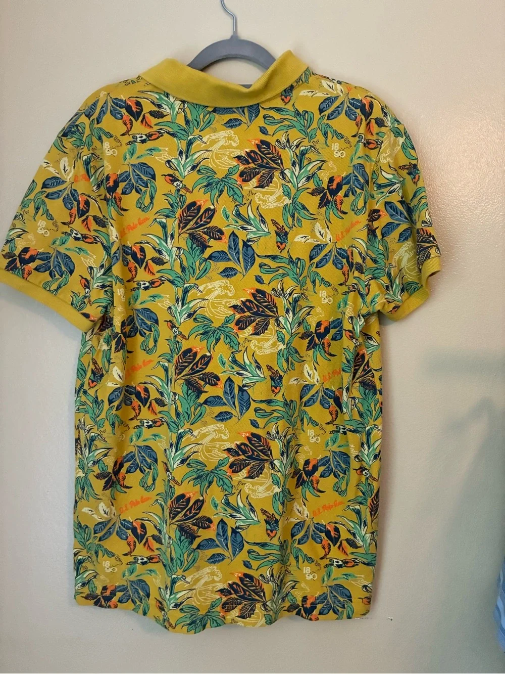 Ralph Lauren Yellow Tropical Print Short Sleeve Polo